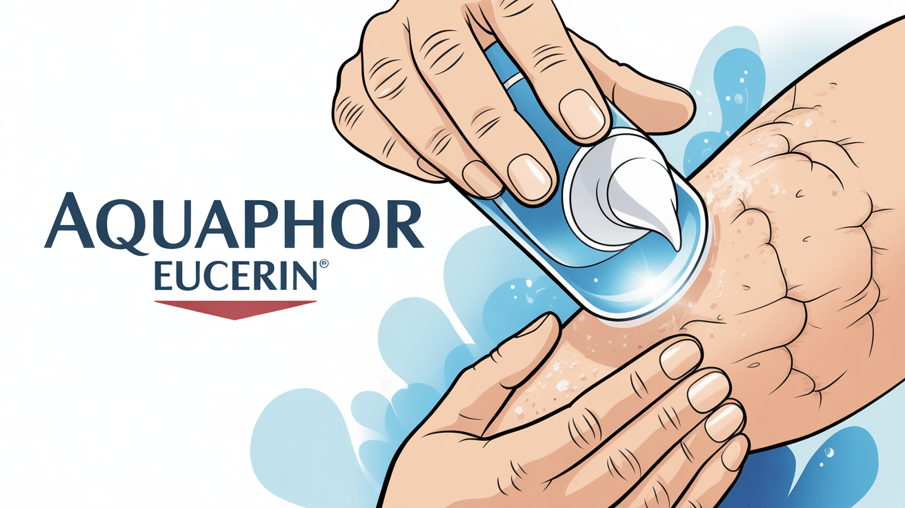 mains appliquant aquaphor baume reparateur peau seche craquelee