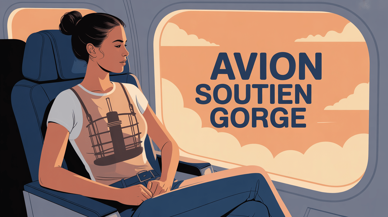 Femme en brassiere sans armatures assise confortablement dans un avion