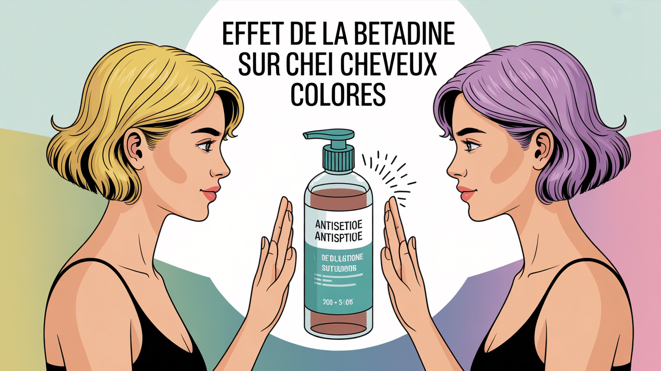 Illustration femme cheveux blonds effet bétadine sur cheveux colorés