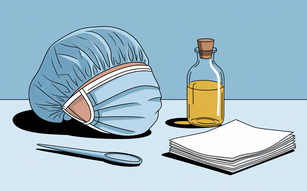 Bonnet film plastique serviettes protection effet bétadine sur cheveux colorés