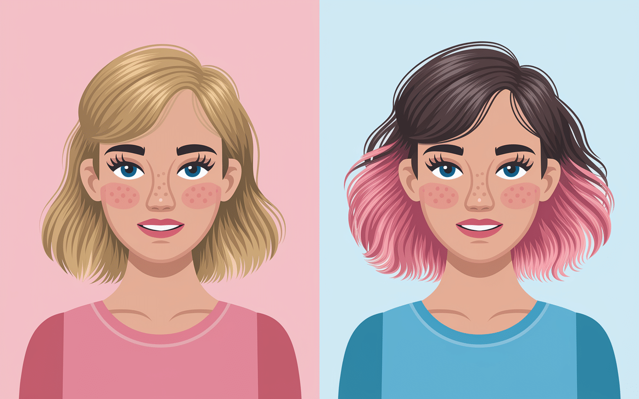 Mèches cheveux blonds avant après effet bétadine sur cheveux colorés