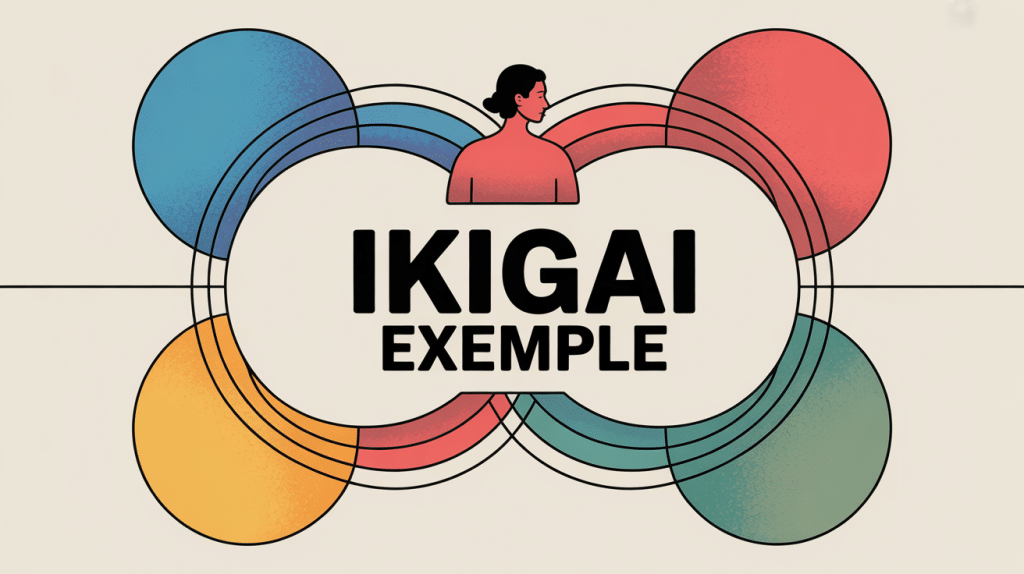 Diagramme de Venn ikigai exemple avec quatre cercles colorés
