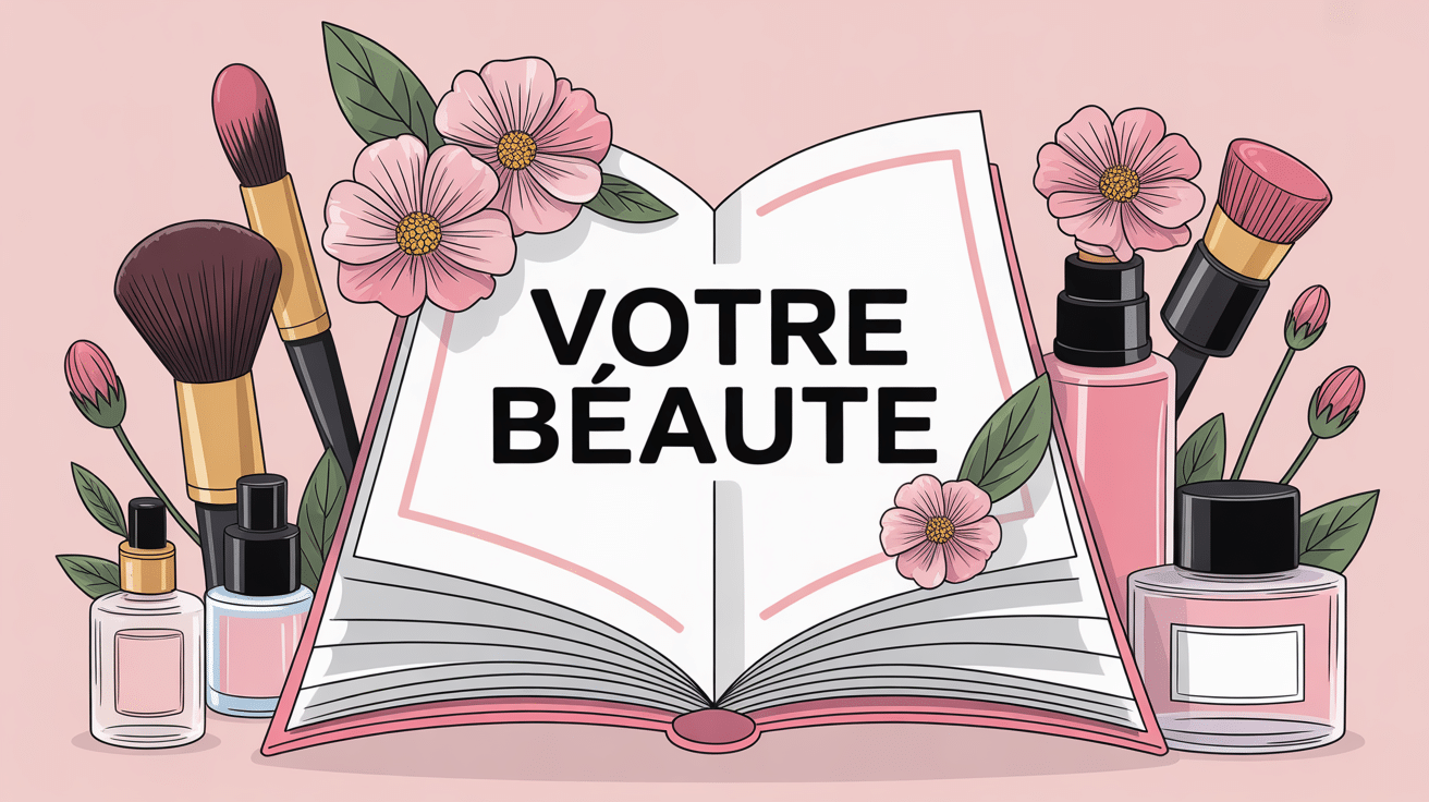 cover magazine votre beauté avec produits cosmétiques roses
