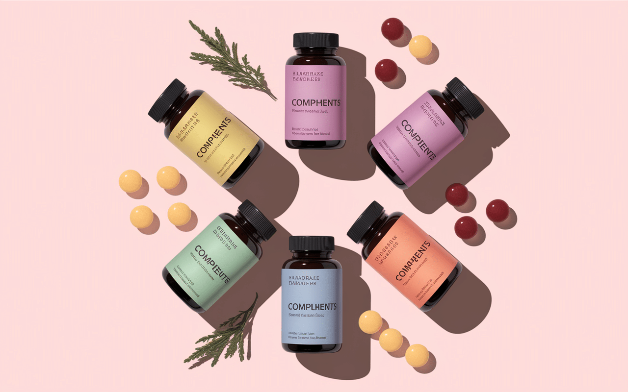 Six complement cheveux flacons gummies gélules couleur