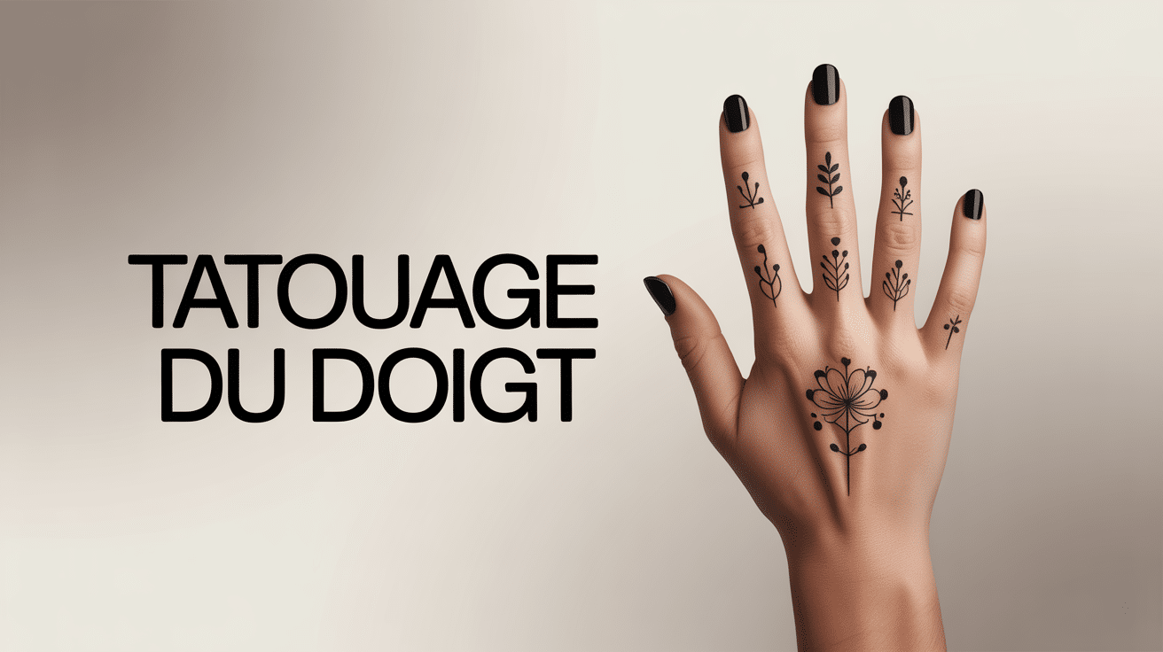 main avec tatouage du doigt minimaliste artistique