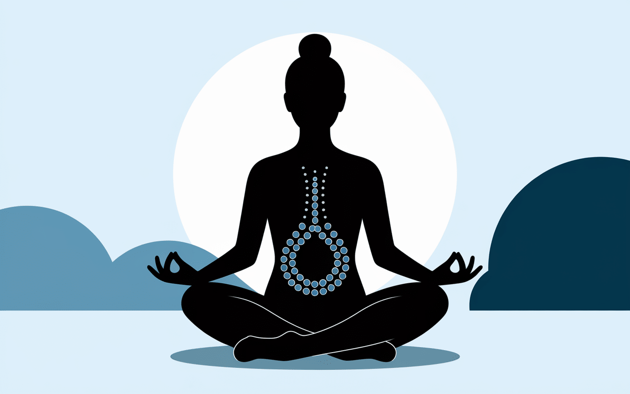 silhouette méditation avec respiration abdominale calme