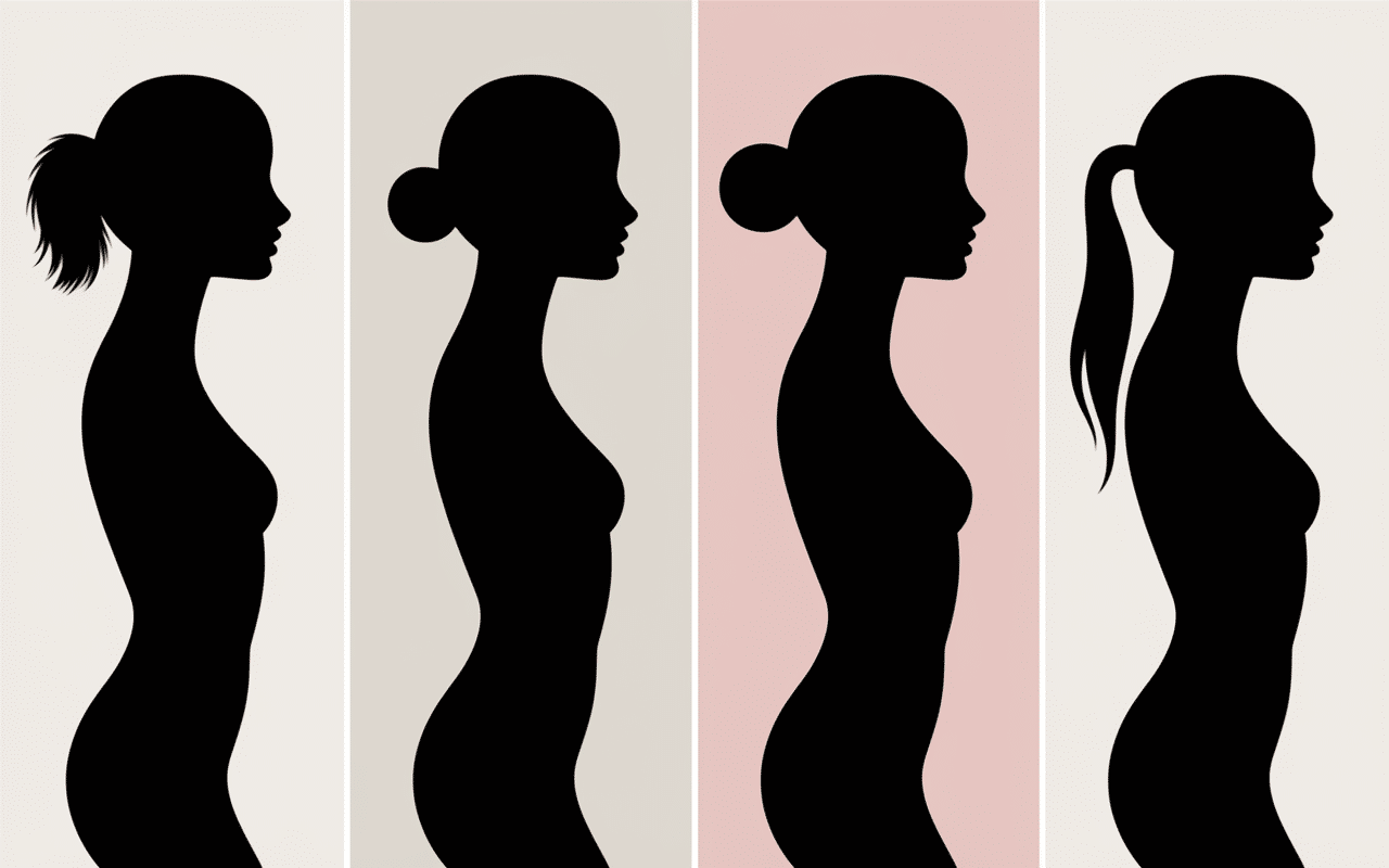 quatre silhouettes variants carré plongeant profil féminin