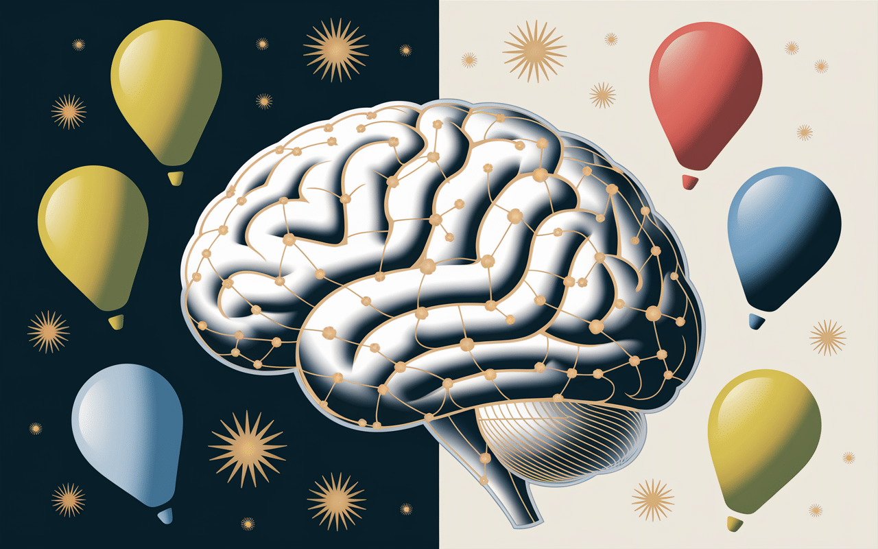 Cerveau avec affirmations positives et connexions