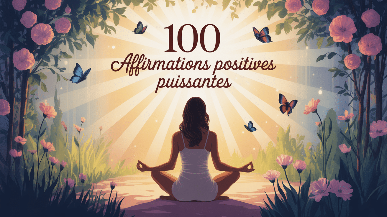 Femme méditant avec des affirmations positives