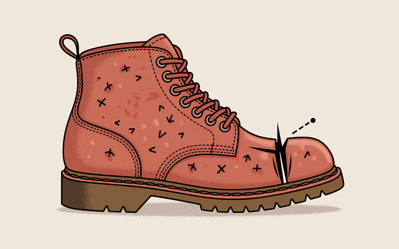 Illustration technique craquelures chaussures