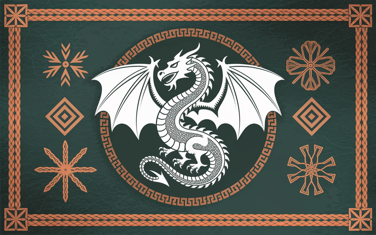 Anneau dragering avec dragon et runes vikings