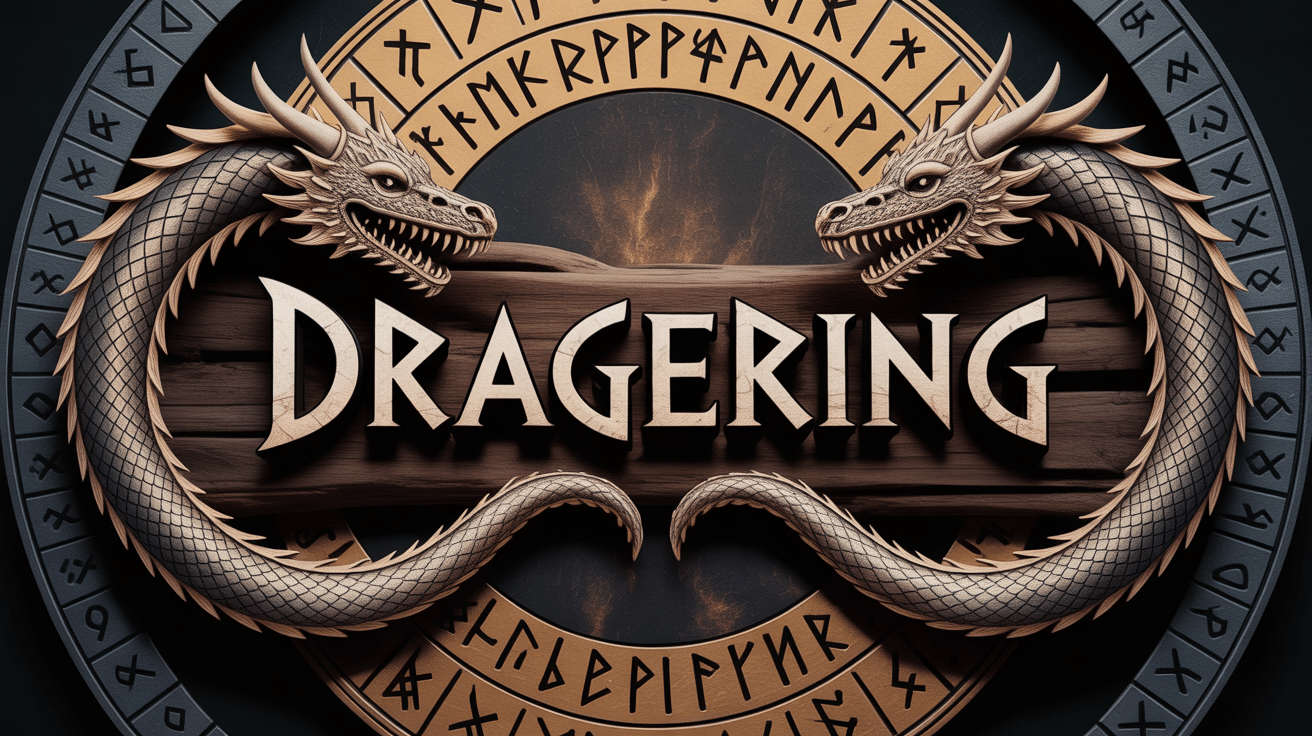 Illustration de dragerings vikings sur bois avec runes