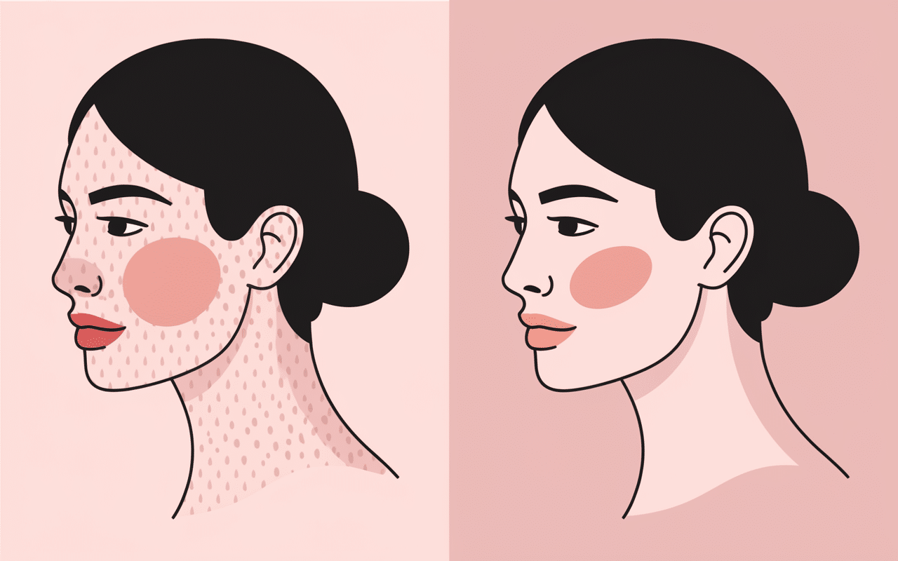 Comparaison visage électrolyse avant après