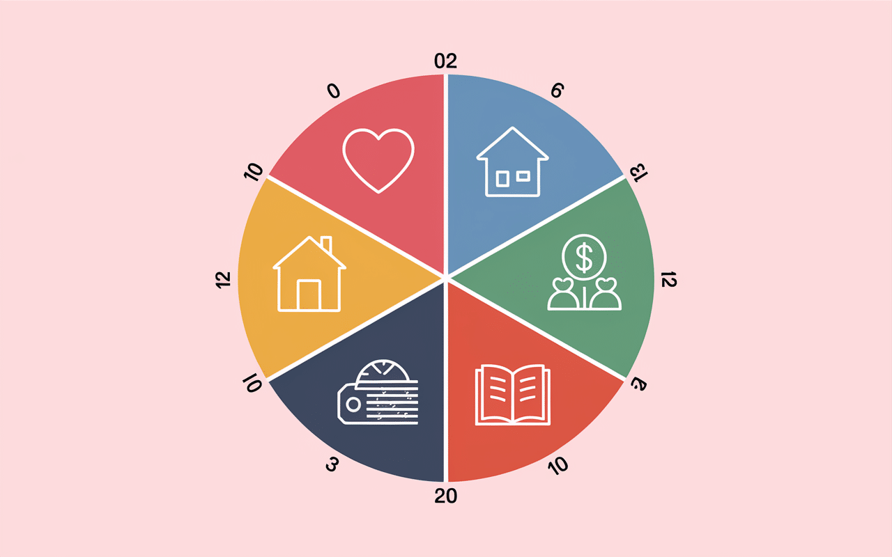 Schema educatif roue de la vie avec echelle numerique