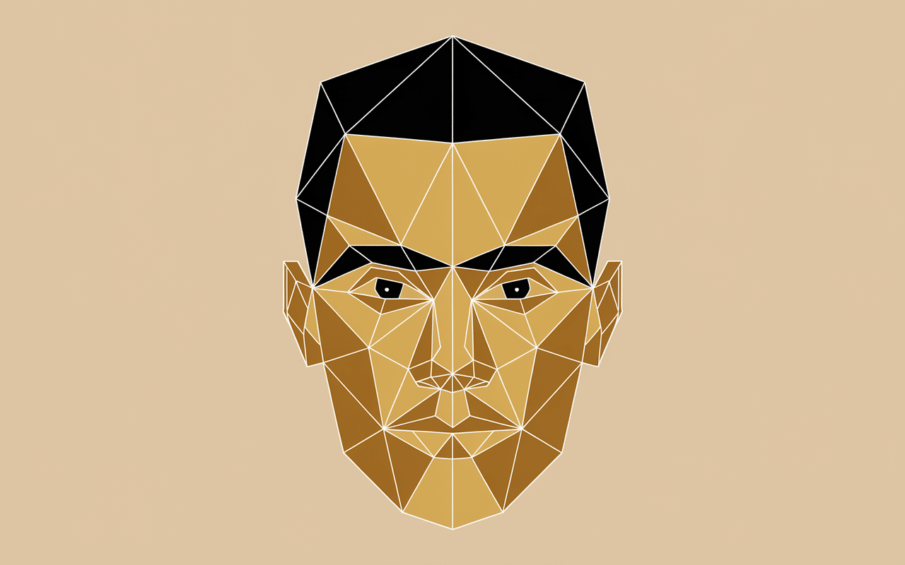 Visage masculin stylisé et symétrie parfaite