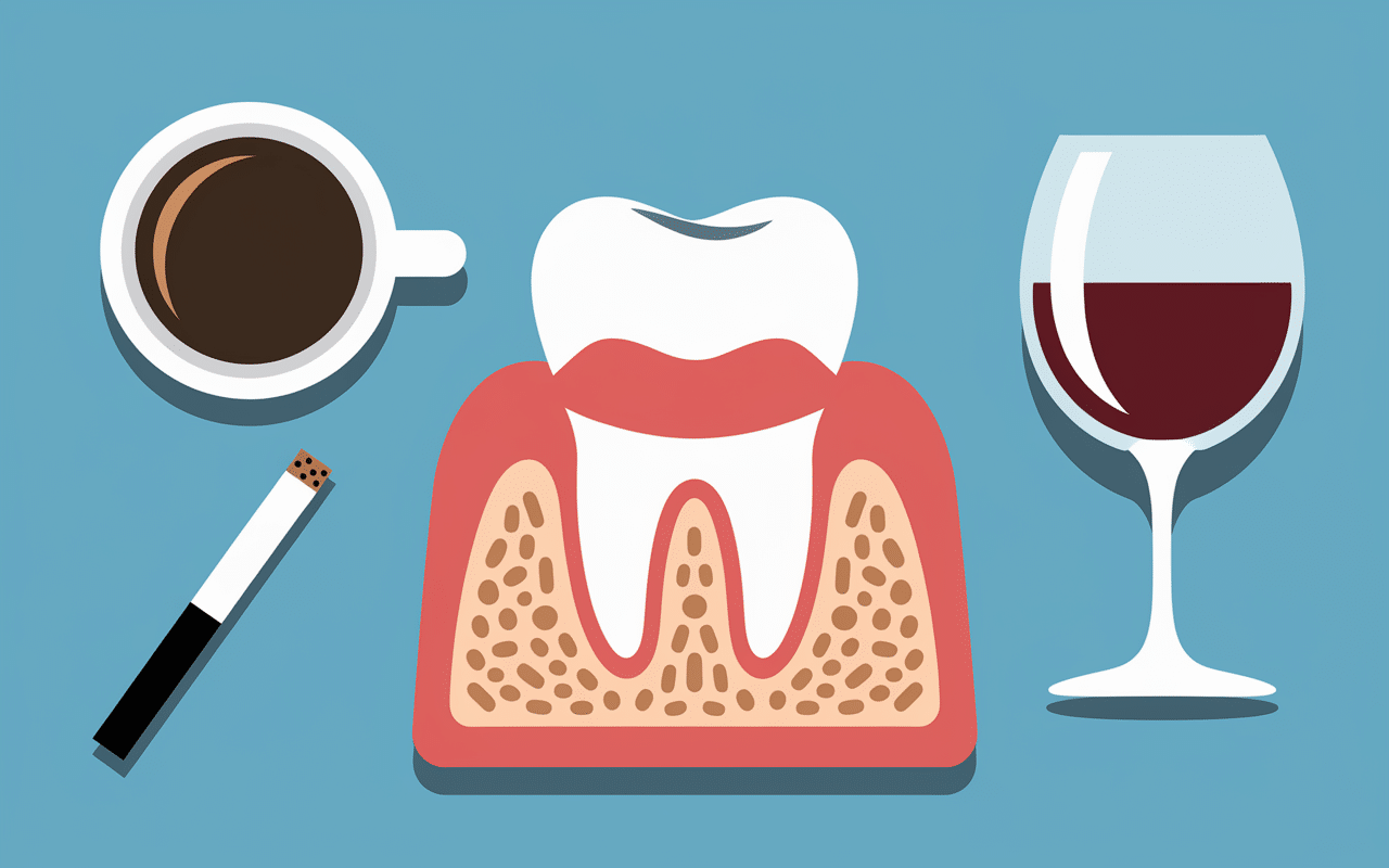Illustration des causes du jaunissement des dents