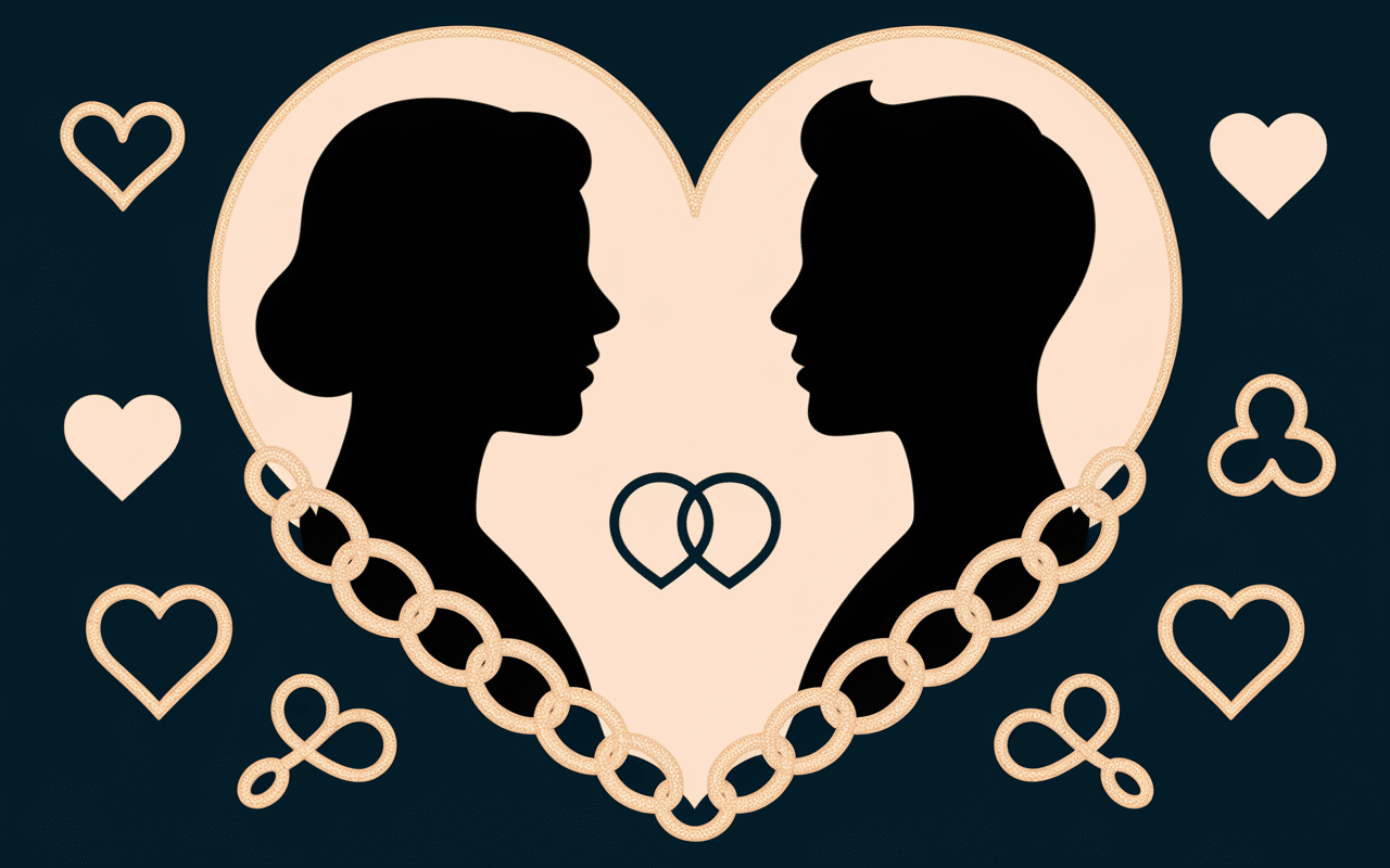 Illustration symbolique silhouettes humaines tatouage couple