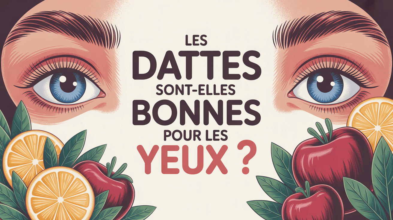 Bienfaits des dattes pour les yeux illustration, dattes et yeux stylisés