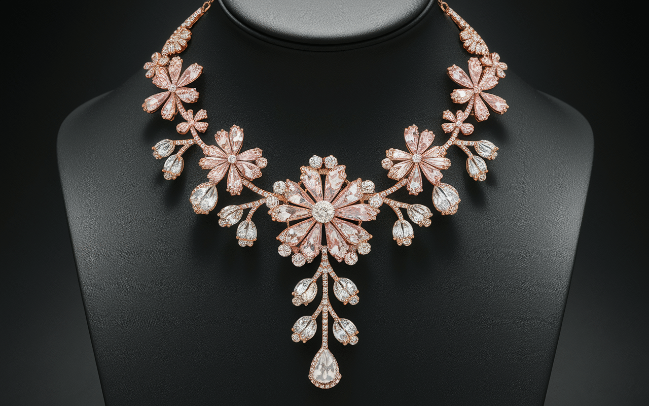Collier le plus cher du monde pièce florale rare et précieuse