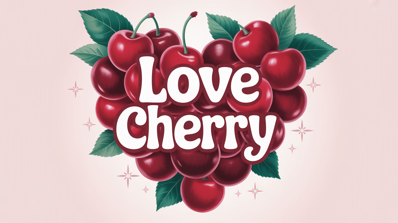 love cherry cerises en forme de cœur stylisé