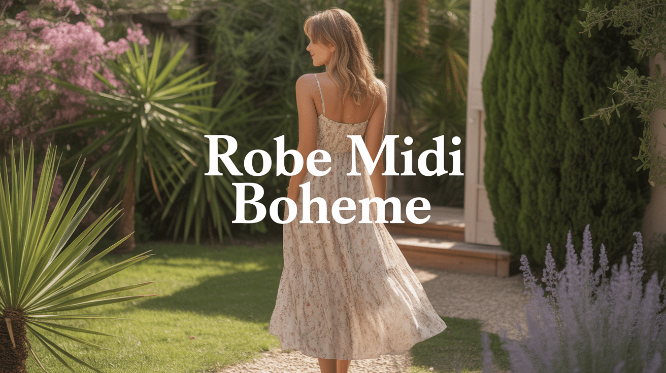 ma boheme robe midi fluide motifs fleurs femme jardin