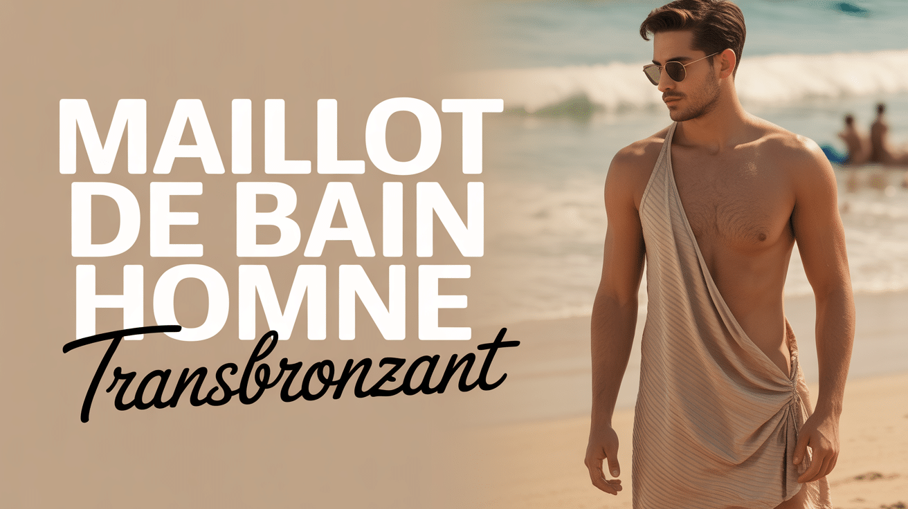 Homme en maillot de bain homme transbronzant sur plage ensoleillée