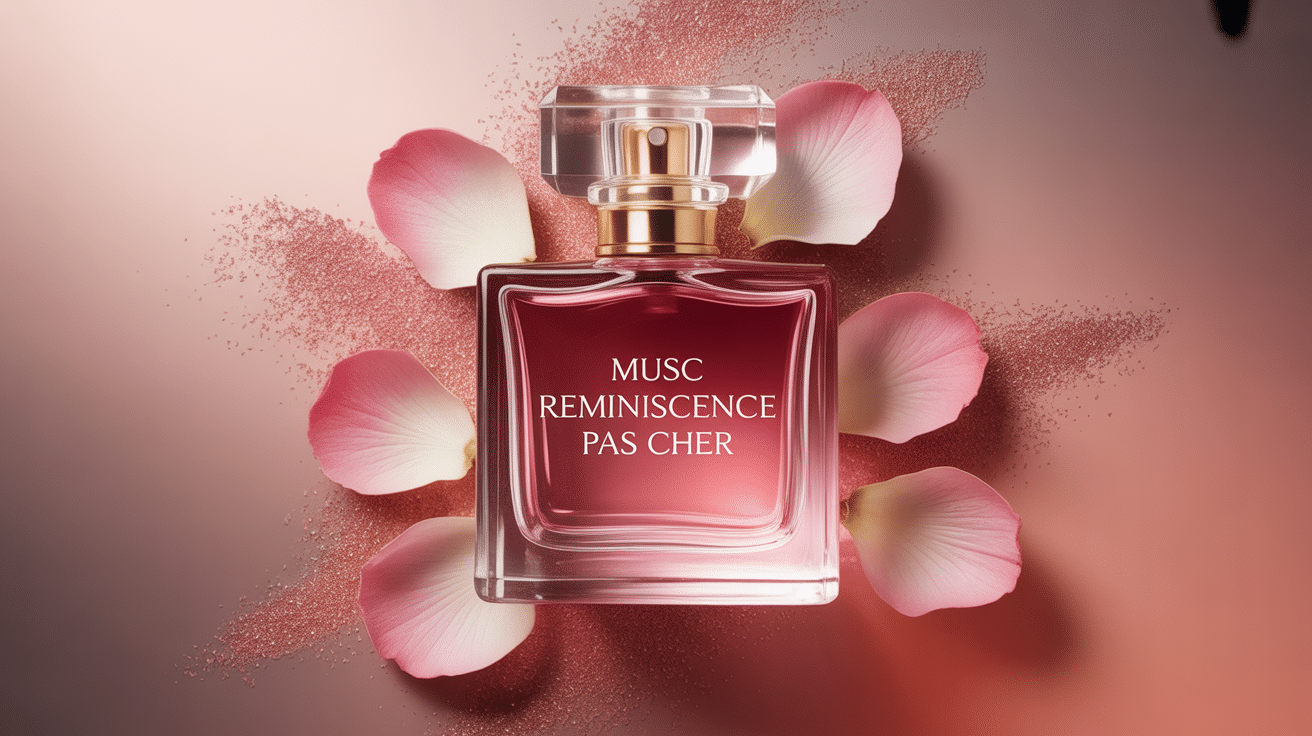 Flacon musc reminiscence pas cher élégant sur fond rose doré