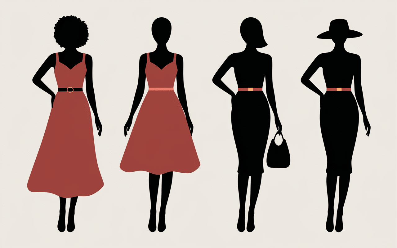 Différentes coupes robe satin terracotta morphologies