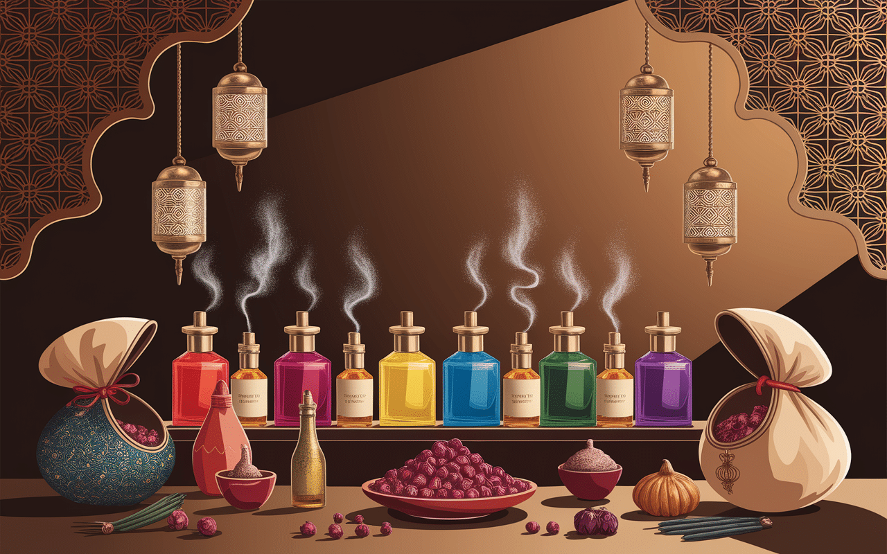 sultan parfums étals marché oriental