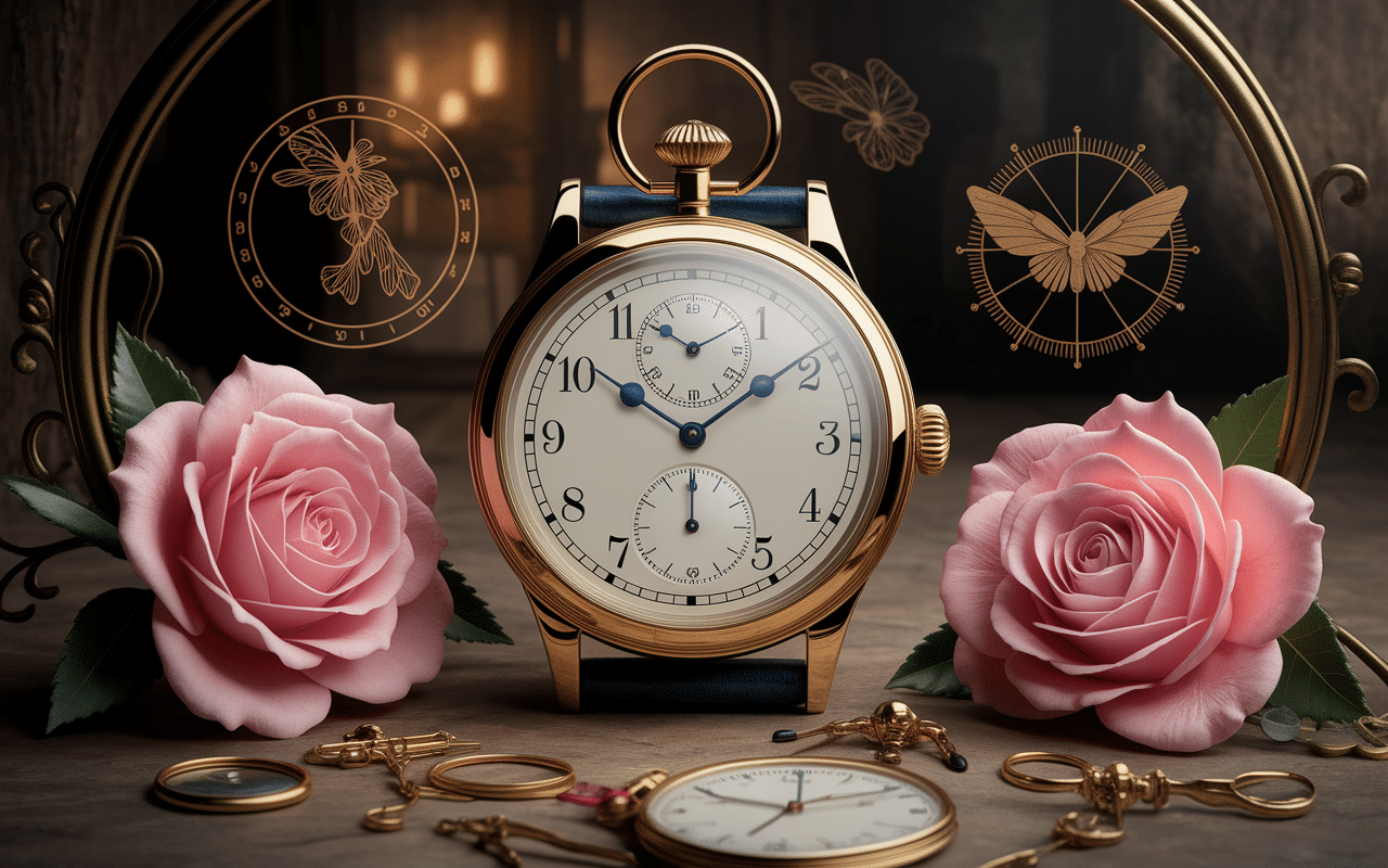 Tatouage horloge du temps avec sablier et papillons