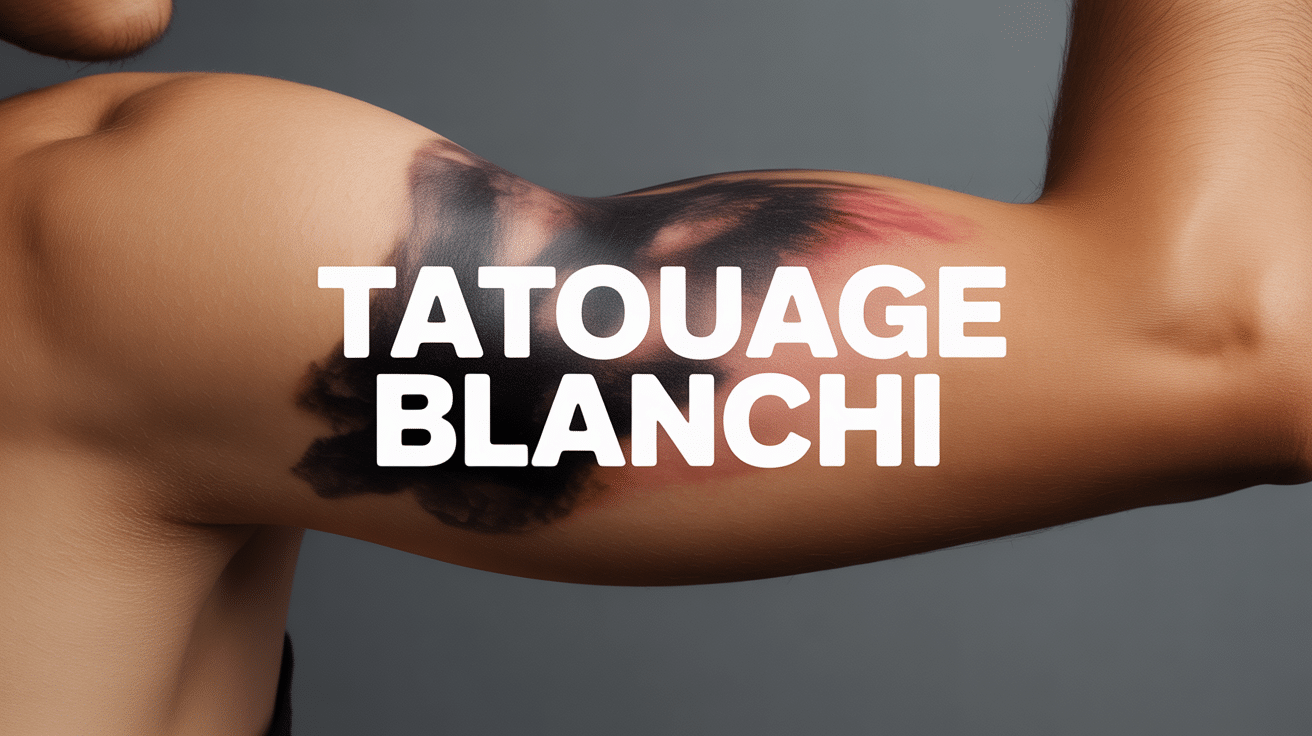 tatouage blanchi sur bras gros plan