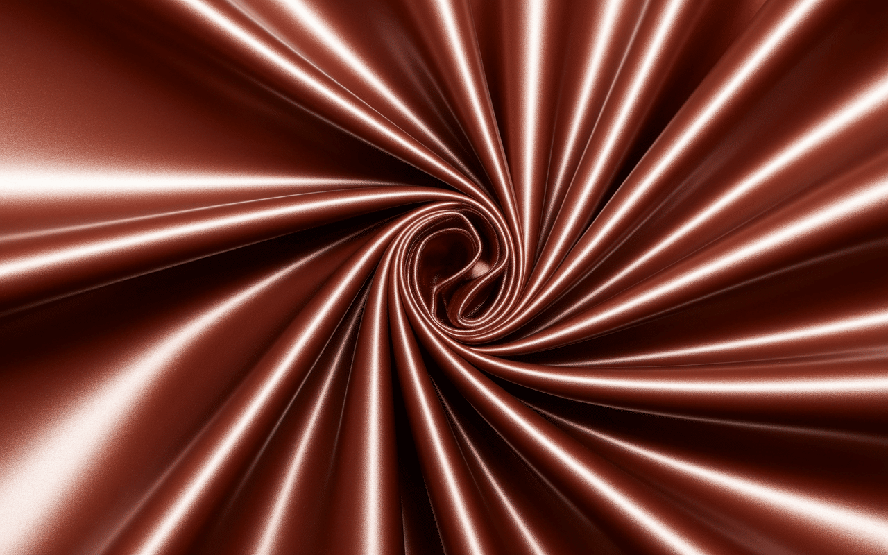 Détail tissu robe satin terracotta drapé lumineux