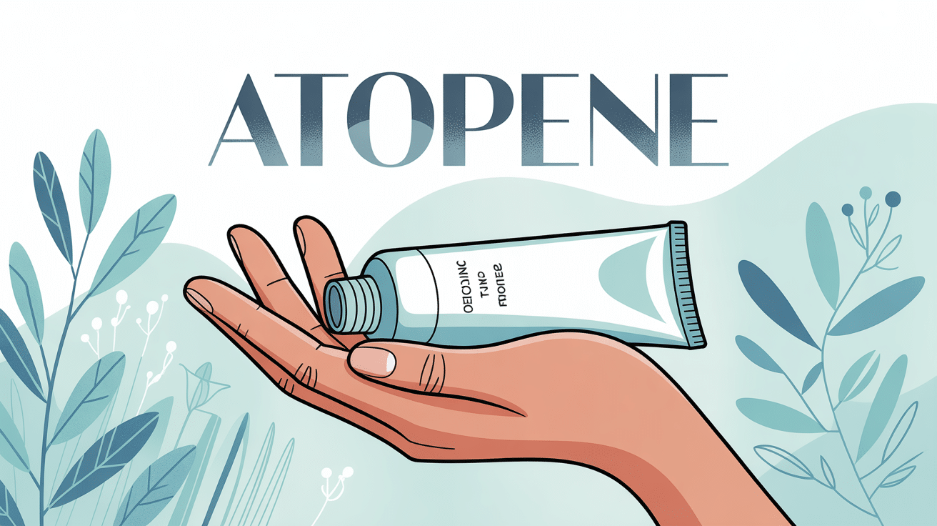 main tenant crème atopene avec éléments botaniques