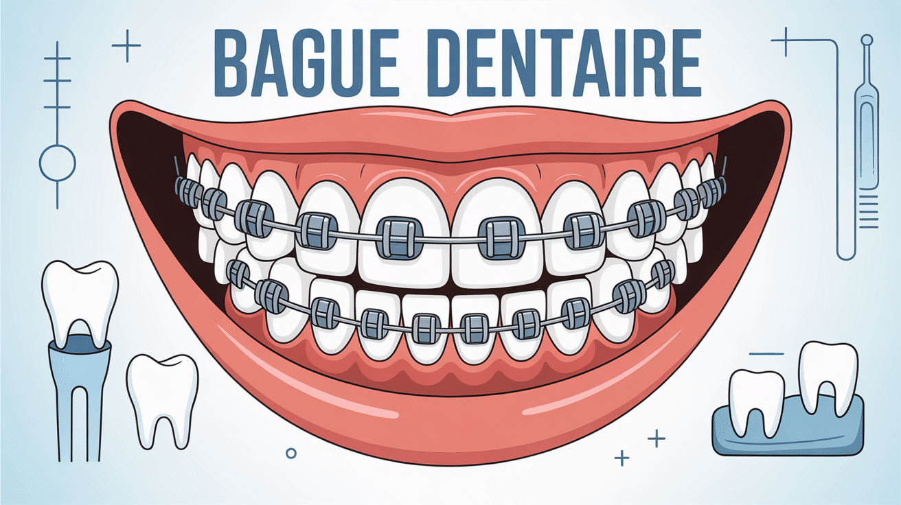 Sourire avec bague dentaire parfaitement aligné