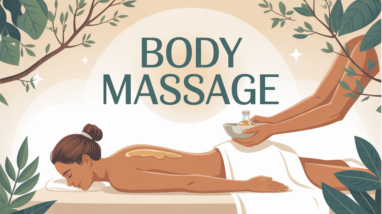 Body massage détente en spa lumineux avec bougies et plantes