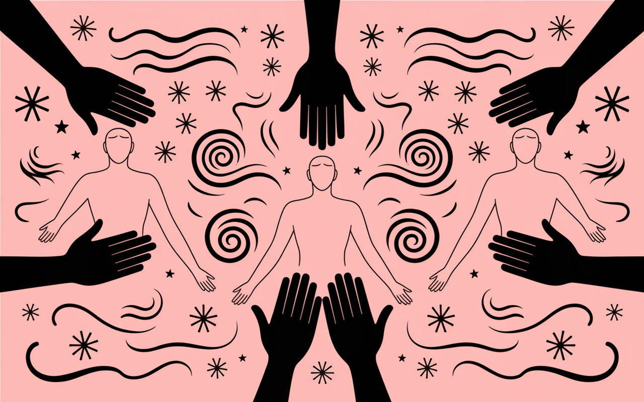 Techniques body massage stylisées mains et mouvements