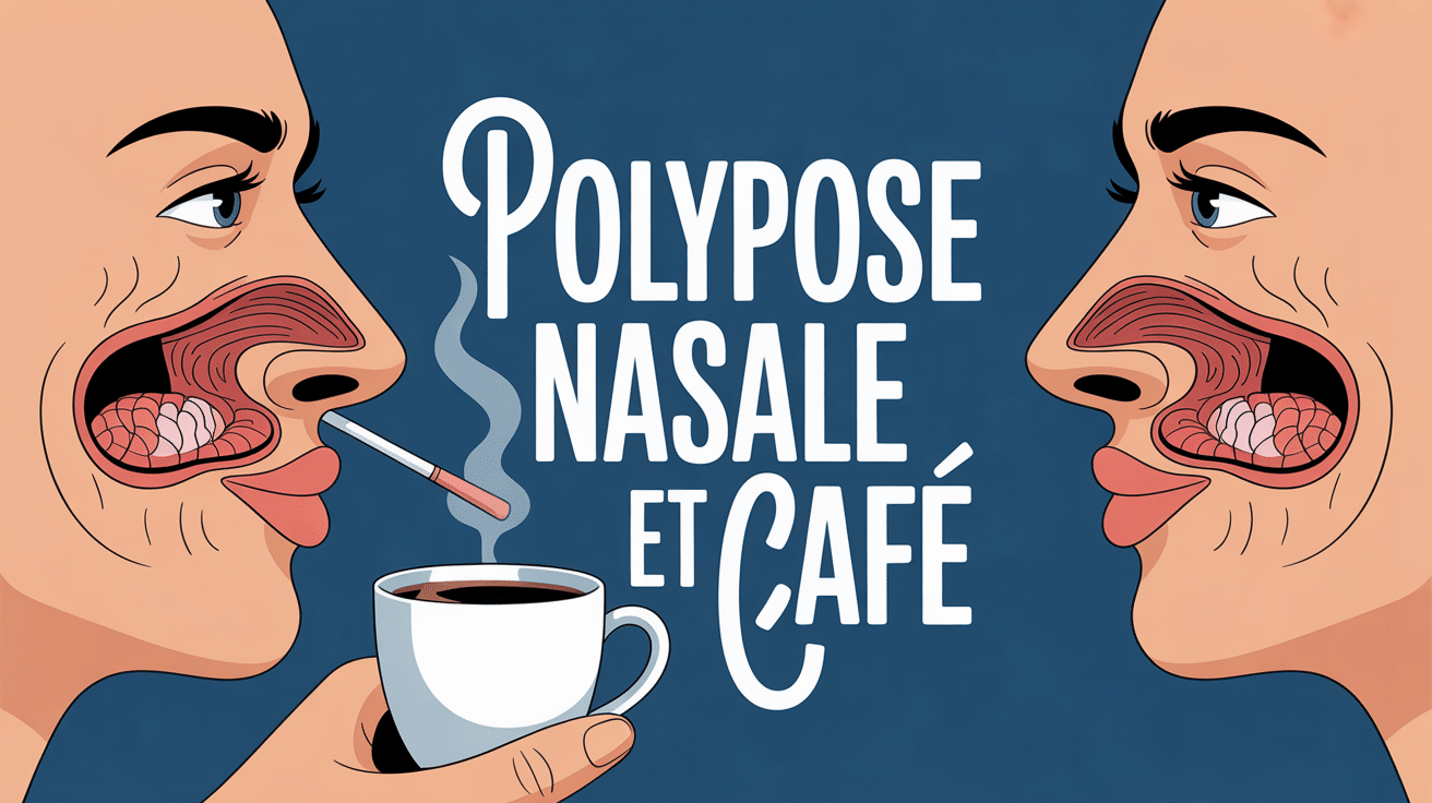 Illustration café et polypose nasale coupe médicale