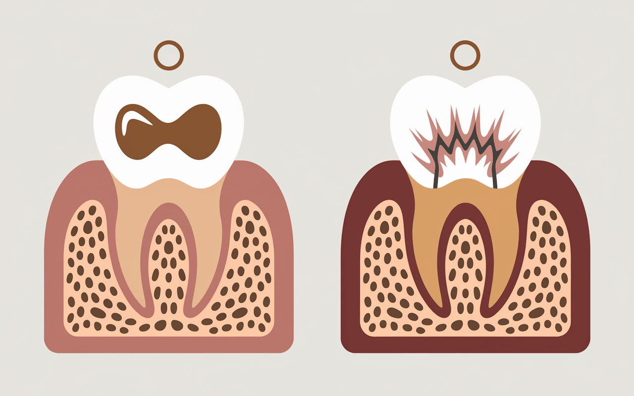 comparatif carie ou tache image dent