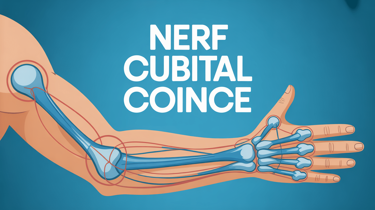 Illustration coupe bras trajet nerf cubital exercice pour décoincer nerf cubital