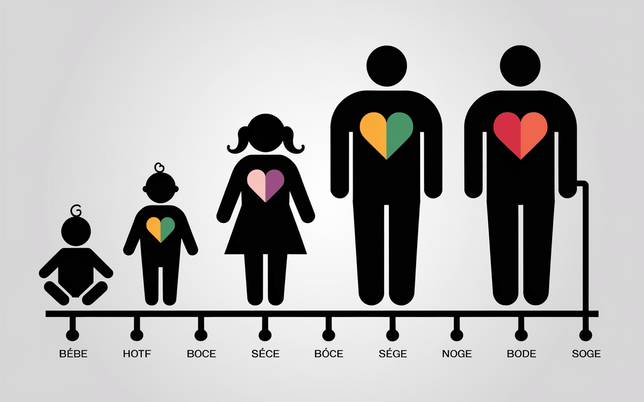 illustration fréquence cardiaque normale en fonction de l'âge stades de vie