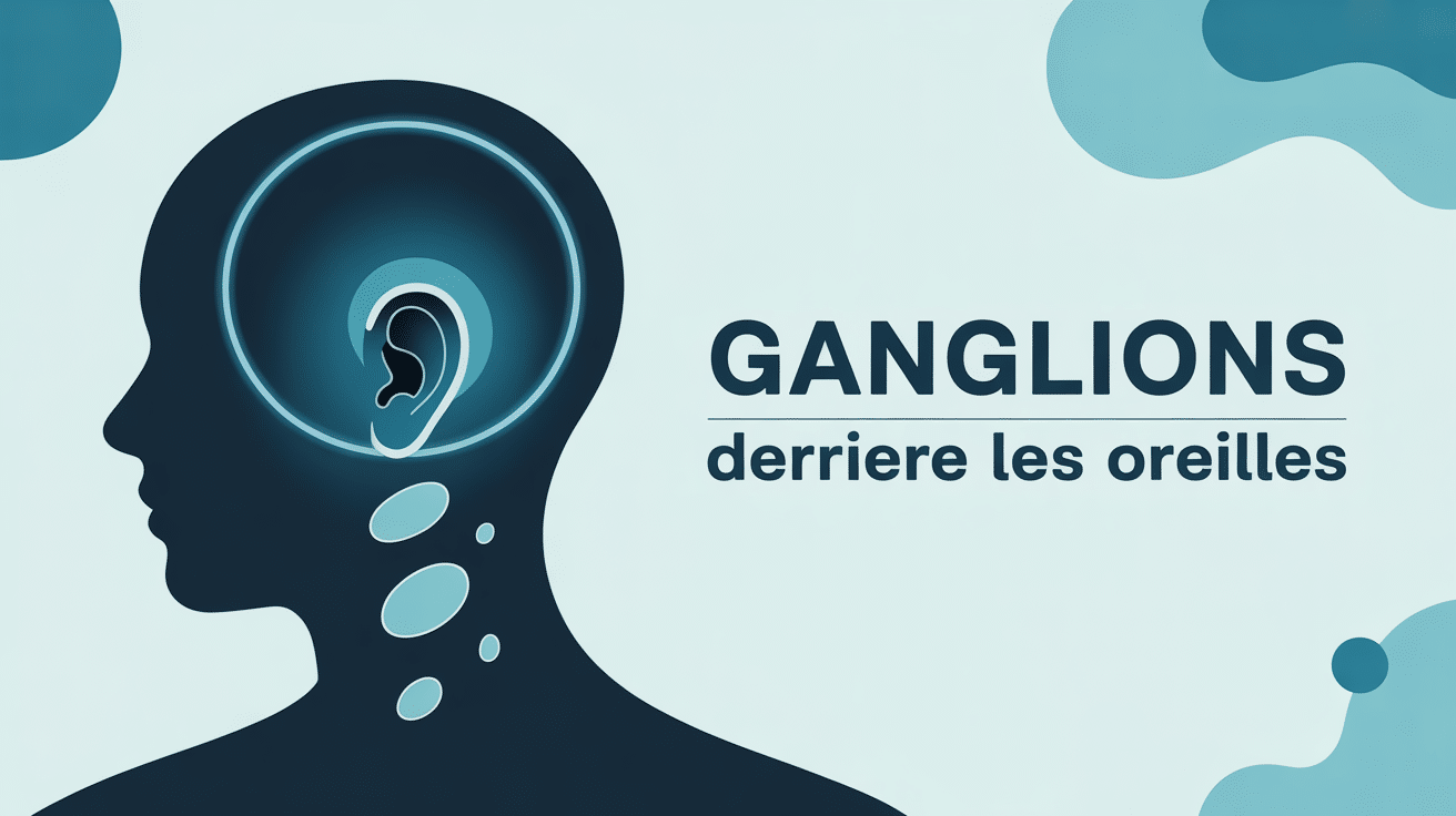 ganglions derriere oreilles vue profil schema medical