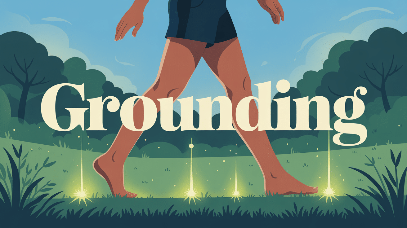 Personne silhouette grounding pieds nus herbe verte