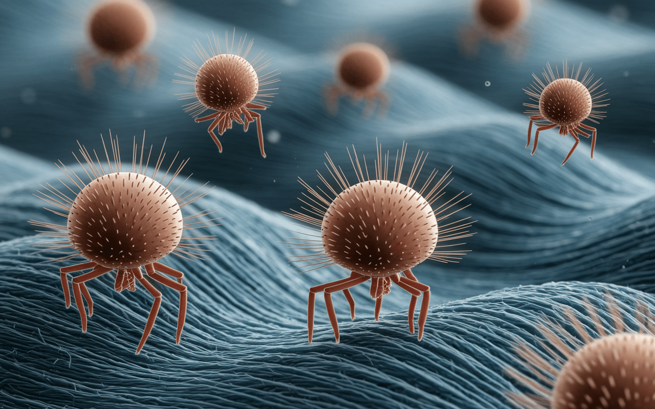 acariens textile vue microscope mite de poussiere