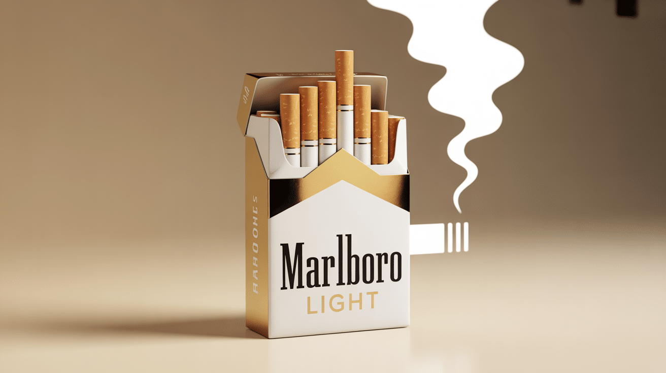 marlboro light paquet doré moderne et fumée