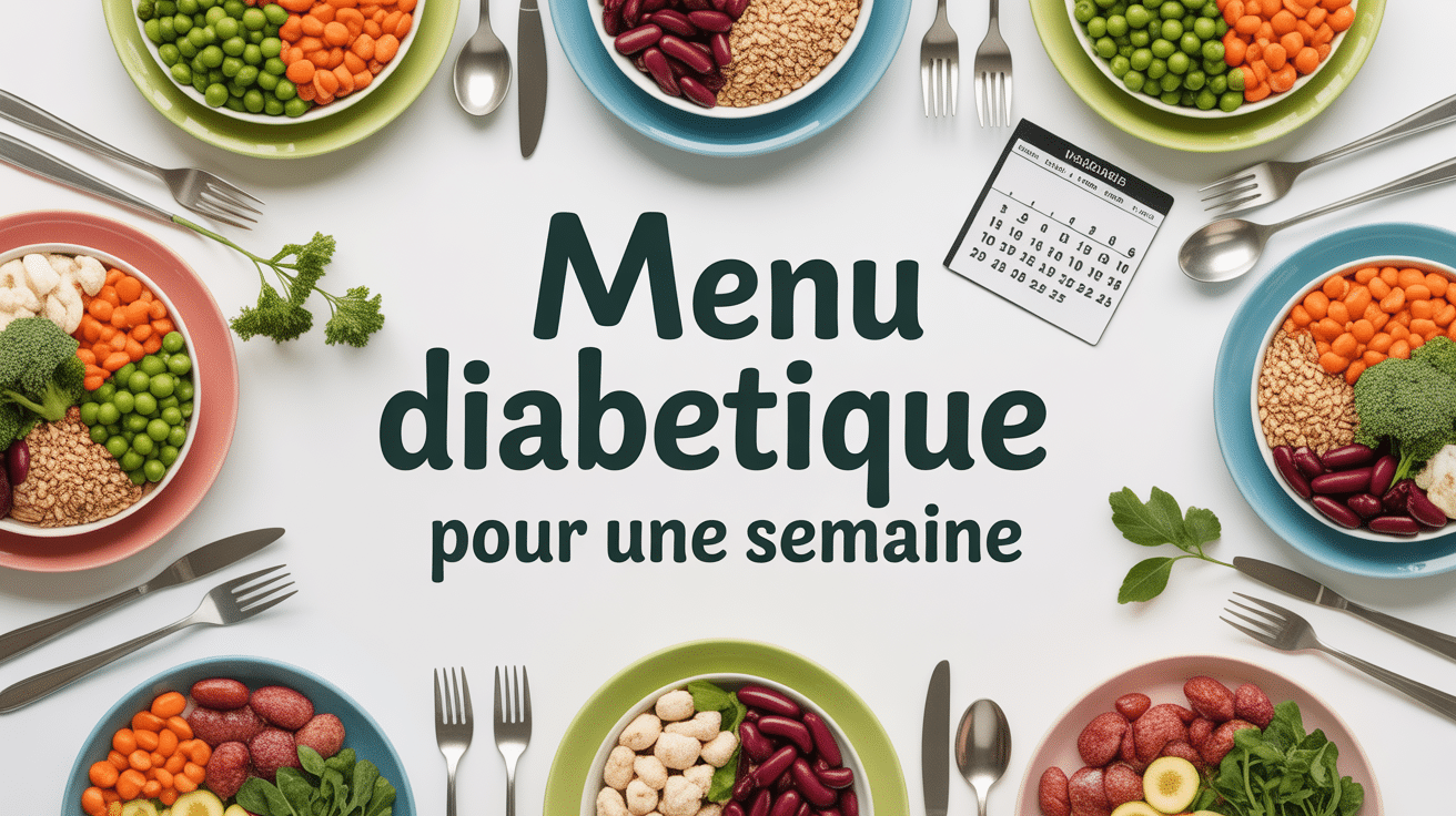 menu diabétique pour une semaine assiettes colorées et calendrier