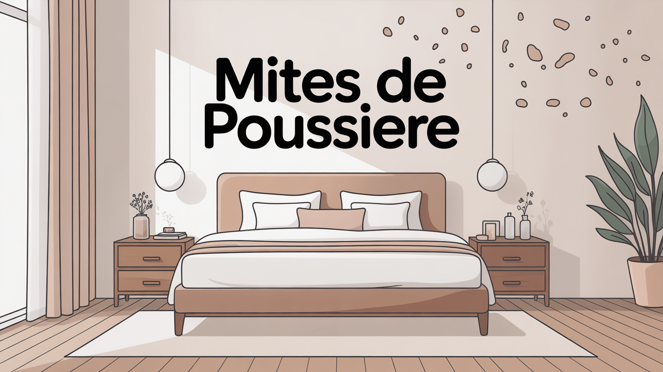 illustration chambre coupe matelas mite de poussiere