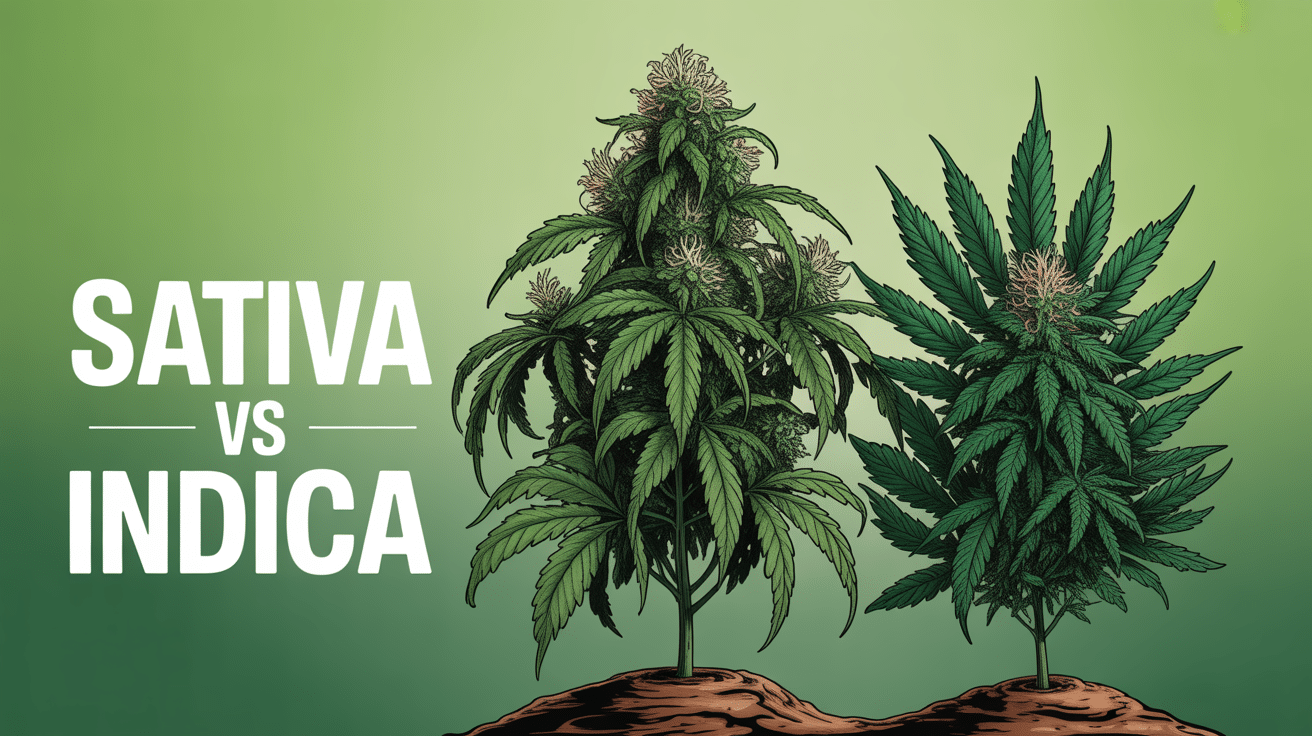 sativa and indica plantes côte à côte