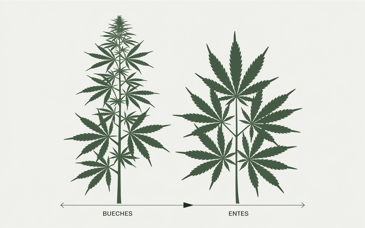 sativa and indica schéma morphologie