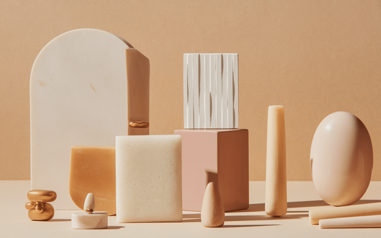 Ongle nude formes décor doré