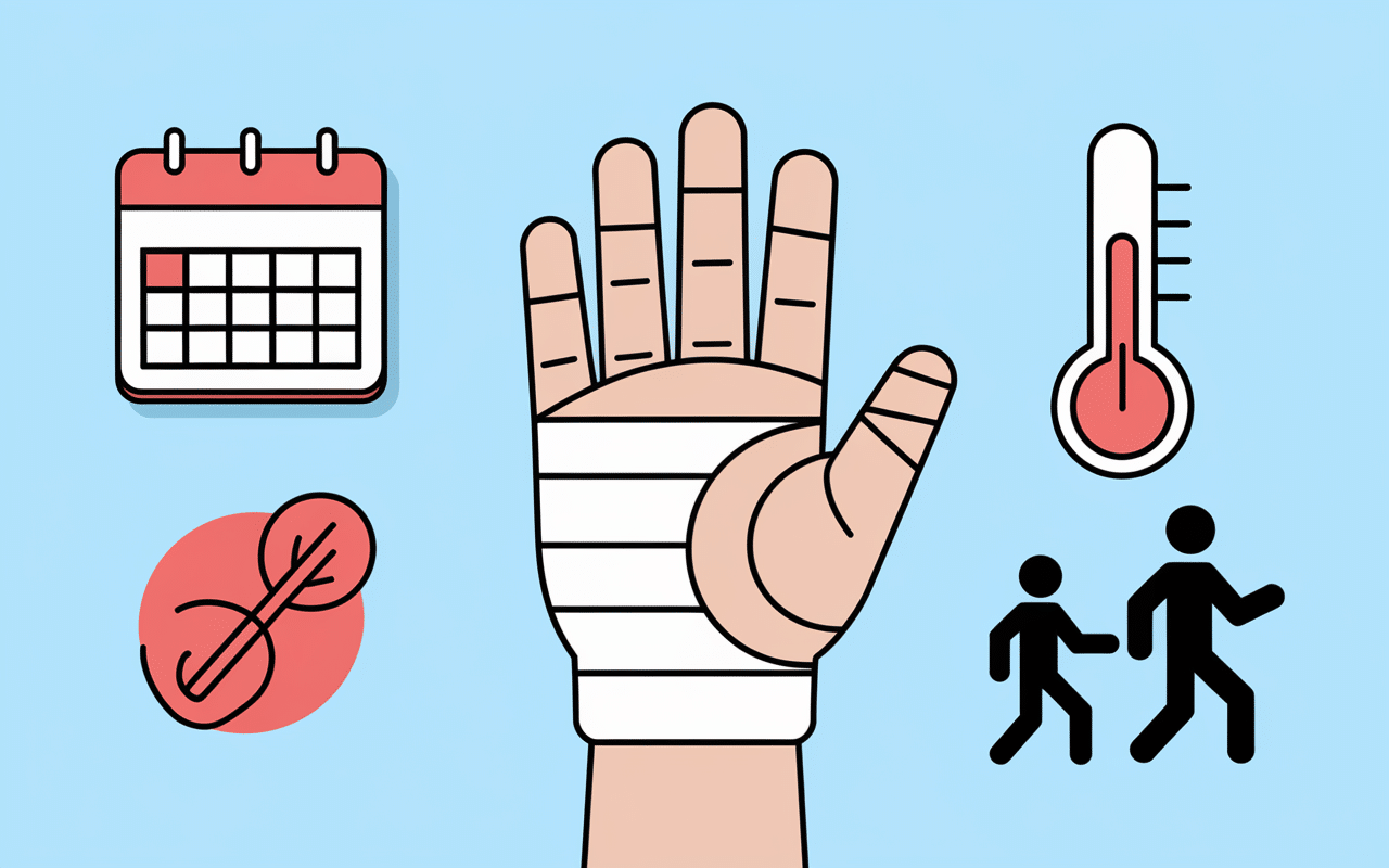 symptôme 15 jours après opération canal carpien main bandée